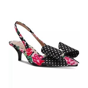 Betsey Johnson Women's Claira Bow Embellished Slingback Pumps Rose Dot 9M NWOB
